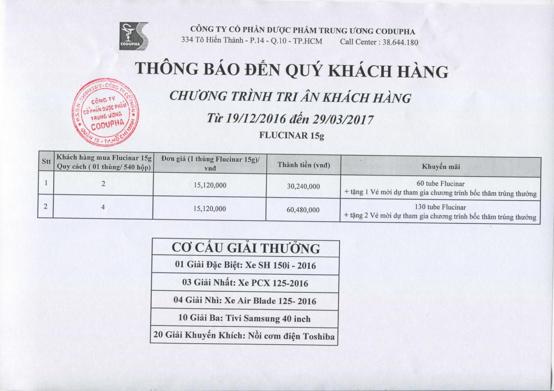Chương Trình Tri Ân Khách Hàng 2016